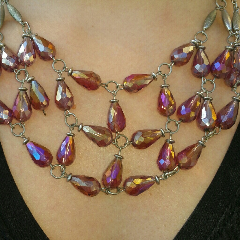 Necklace - Iridescent purple, multi-strand